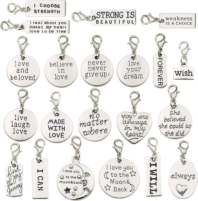 WOCRAFT 20pcs Craft Supplies Handmade Assorted Antique Silver Inspiration Words - Image 3