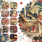 HunnmingRe 20 Pcs 10x10'' Vintage Patriotic Quilting Fabric Square Red White - Image 6
