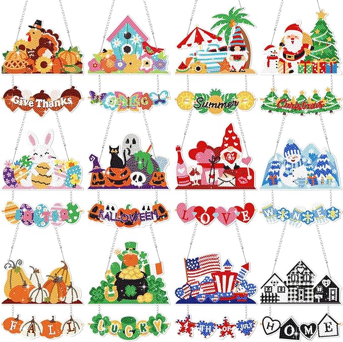 Cinnvoice 12 Pcs Summer Seasonal Diamond Art Hanging Ornament Kit by Cinnvoice
