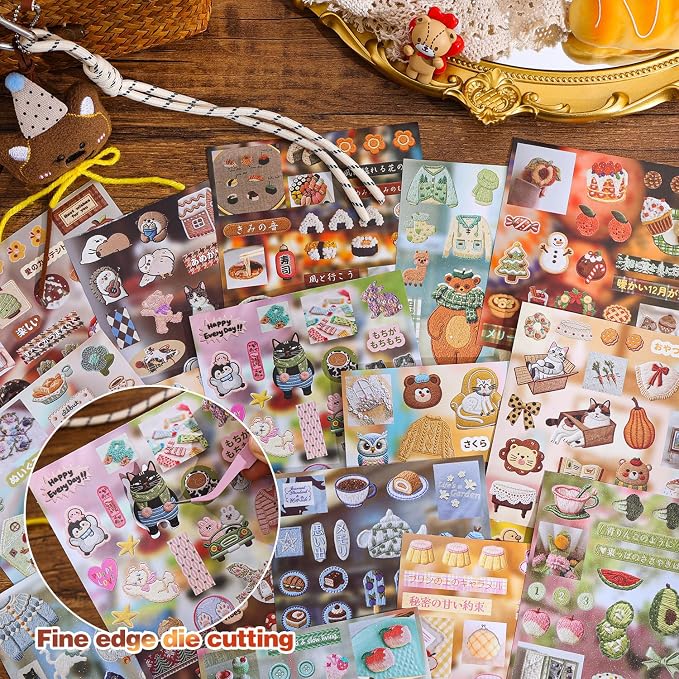 Girl's Japanese Retro Sticker Book, 700+ Kawaii Old Showa Style Embroidered - Image 5