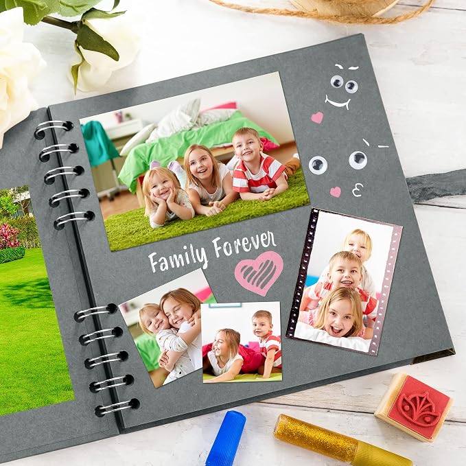 Bstorify Square Scrapbook Photo Albums 7 x 7 Inch Grey Hardcover - Image 5