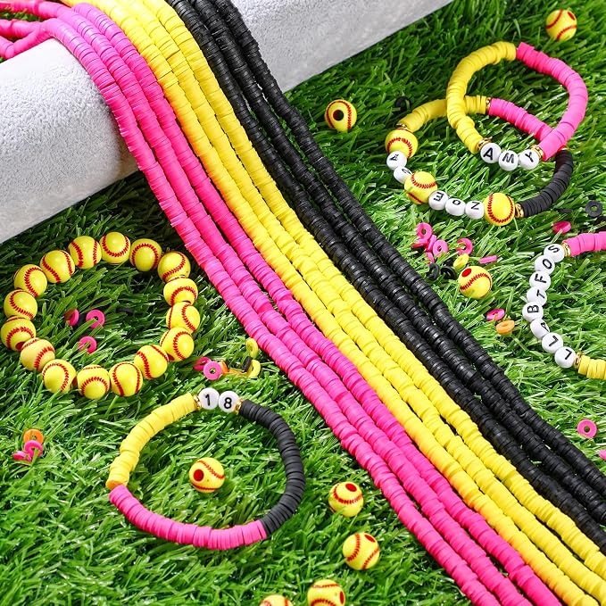 Ferreve 4200 Pcs Softball 12 Strands Clay Beads Bracelet Making Kit, 100 Letter - Image 4