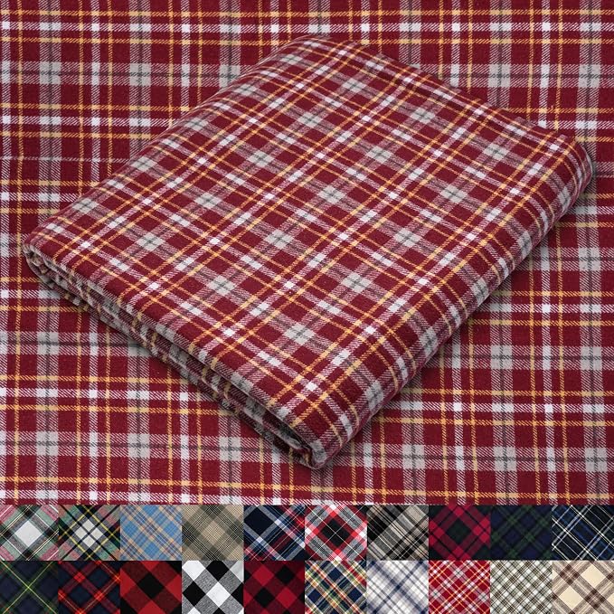 Pico Textiles 5 Yards Bolt Red Tartan Plaid Flannel Fabric by PicoTextiles