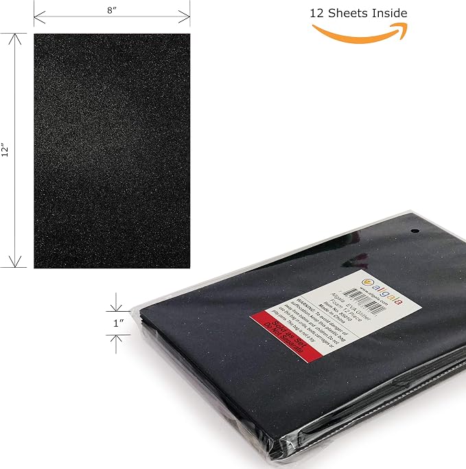 Allgala 12 Pack Glitter EVA Foam Paper 8 x 12inch Sheets-Black-Perfect - Image 2