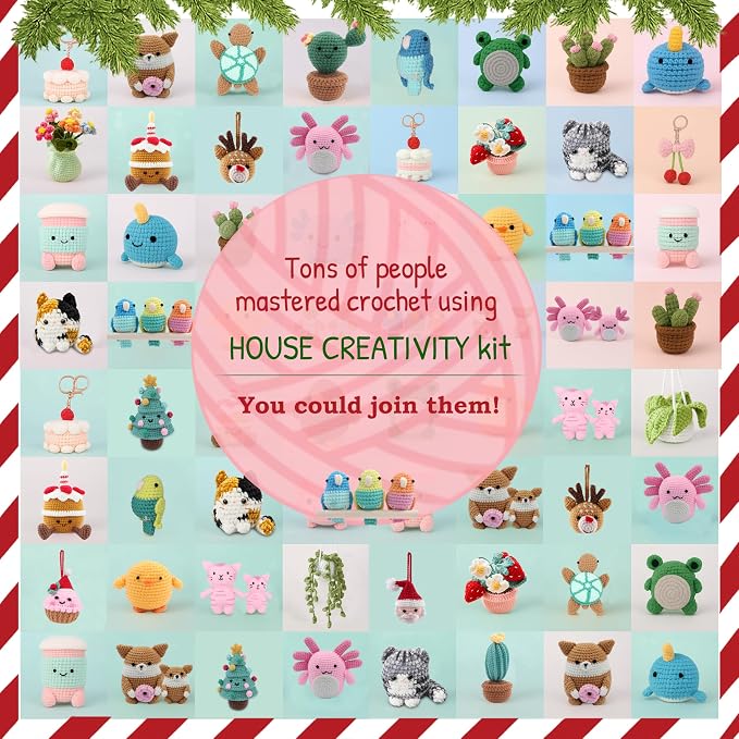 HOUSE CREATIVITY Crochet Kit for Beginners – Make a Christmas Tree & Cupcake - Image 7