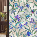 Windimiley Stained Glass Window Privacy Film: 3D Violet Floral Decorative by WindimileyDecor