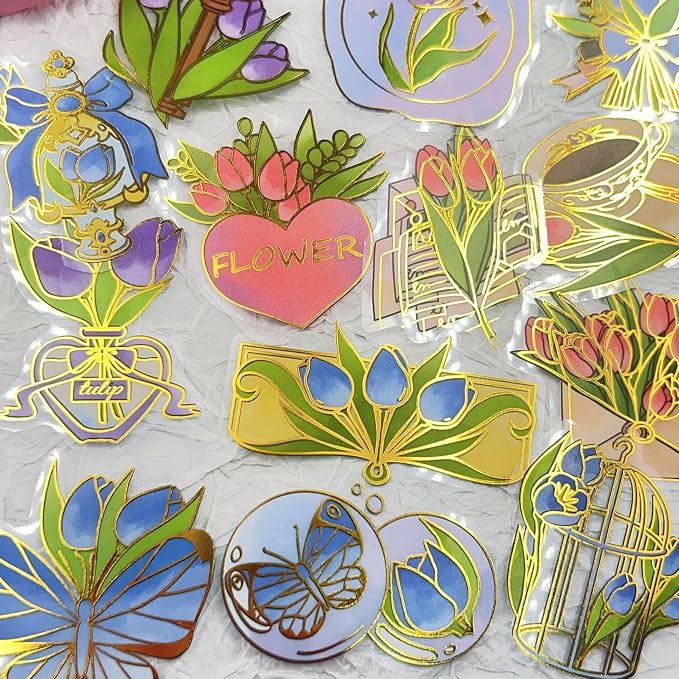 50Pcs Flower Stickers for Scrapbooking Journaling Junk Journal Scrapbook by Unknown