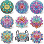 UPINS 8Pcs Lotus Diamond Art Painting Coasters Kits by UPINS
