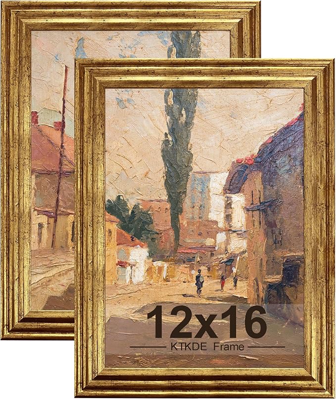 KTKDE 12x16 Picture Frame Set of 2, Ornate Vintage Gold Poster Frames- 12 x 16 by KTKDE