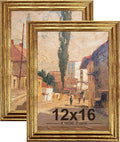KTKDE 12x16 Picture Frame Set of 2, Ornate Vintage Gold Poster Frames- 12 x 16 by KTKDE
