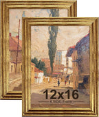 KTKDE 12x16 Picture Frame Set of 2, Ornate Vintage Gold Poster Frames- 12 x 16 by KTKDE