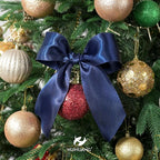 HUIHUANG Navy Blue Satin Wired Ribbon 2.5 inch Navy Wire Edge Christmas Ribbon - Image 5