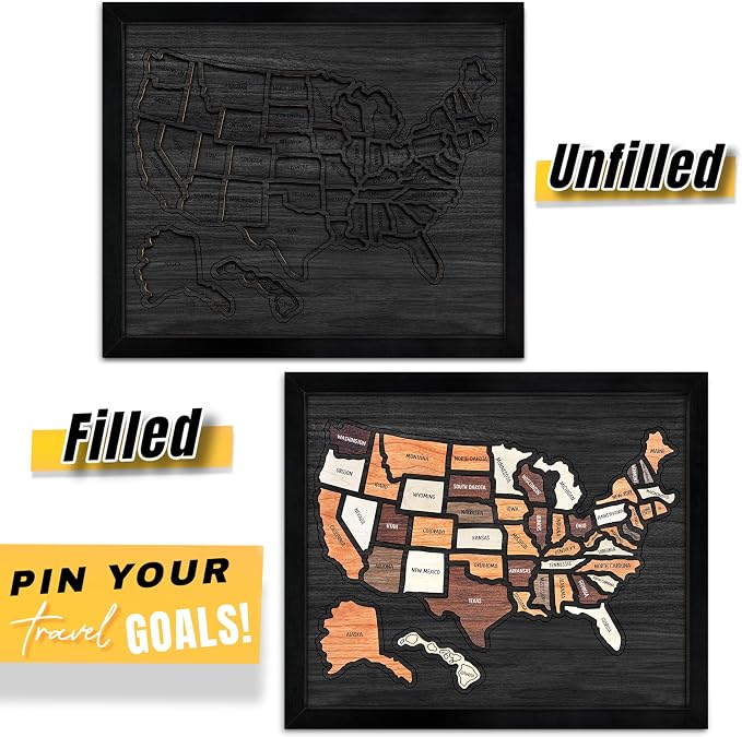 flinelife USA Travel Map, Wooden USA Map Puzzle - Image 2