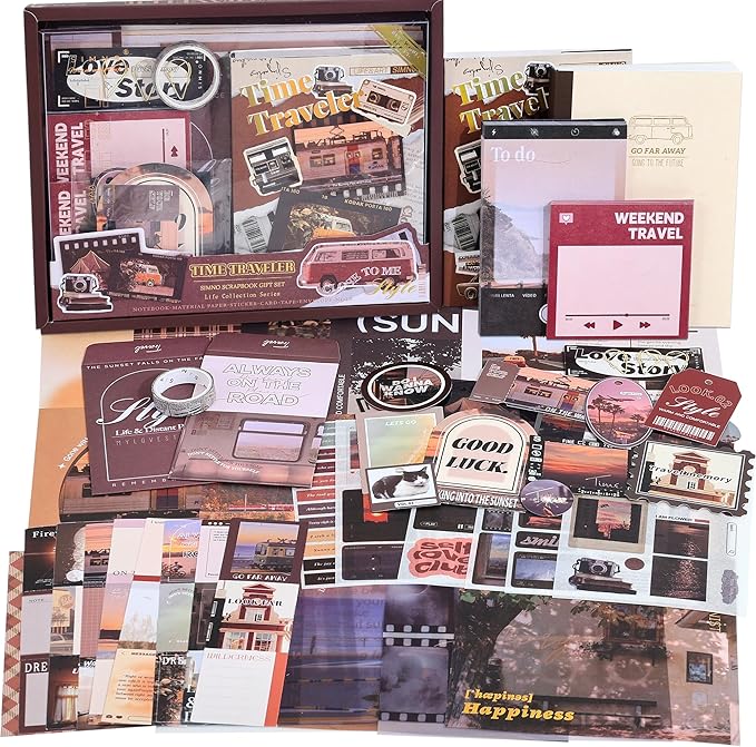 Scrapbooking Supplies Kit, Aesthetic Daily Life Travel Scrapbook Kit by emmoolife