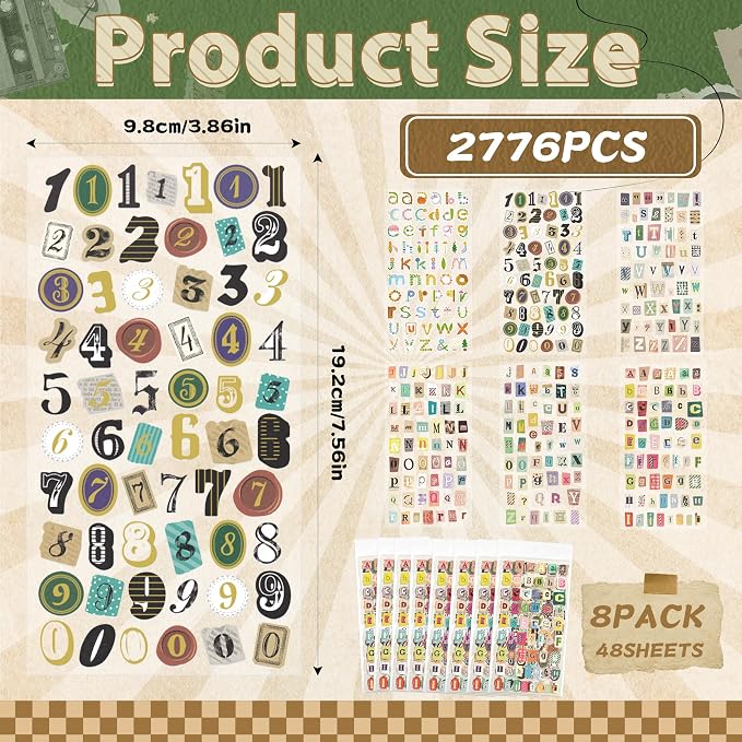 48 Sheets Vintage Letter Stickers - Image 2