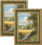 eletecpro 5x7 Vintage Picture Frame, Glass Cover, Light Green, Horizontal or by eletecpro