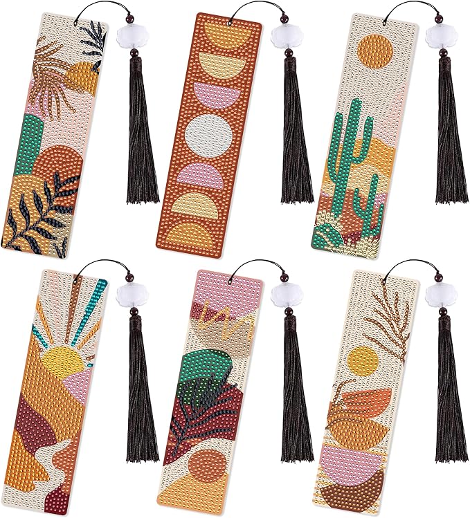 Boho Diamond Painting Bookmark Kit: 6PCS Aesthetic Diamond Art Bookmarks by CRASHOT