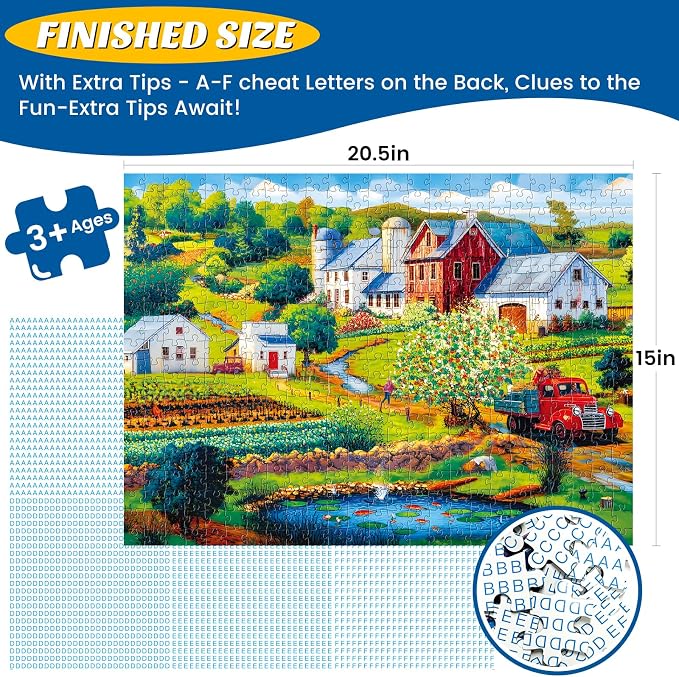500 Pieces Puzzle for Adults, Country Farm Life Puzzle, Recycled Cardboard - Image 4