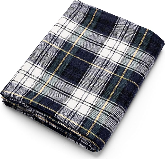Pico Textiles 1 Yard Green, and Blue Tartan Plaid Flannel Fabric by PicoTextiles