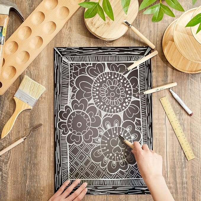 Yeaqee 4 Pcs 12 x 18 Inch Linoleum Block Rubber Carving Block Soft Linocut - Image 6