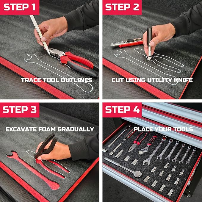 ONREVA Tool Box Foam 16x12x1 inch 2Pack, Foam Inserts - Image 4