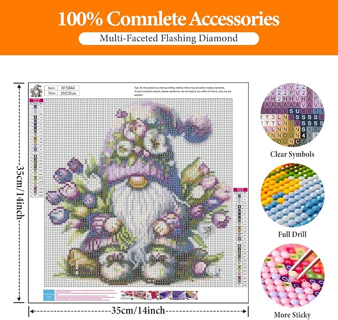Offito Gnome Diamond Art Kits for Adults, 5D Gnome Diamond Painting Kits for - Image 4