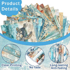 HunnmingRe 20 Pcs 10''x10'' Blue Coastal Beach Quilting Fabric Square Nautical - Image 4