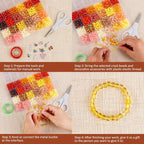 XSEINO About 1200PCS 6mm Glass Beads Bracelet Making Kit, 24 Assorted Warm - Image 4