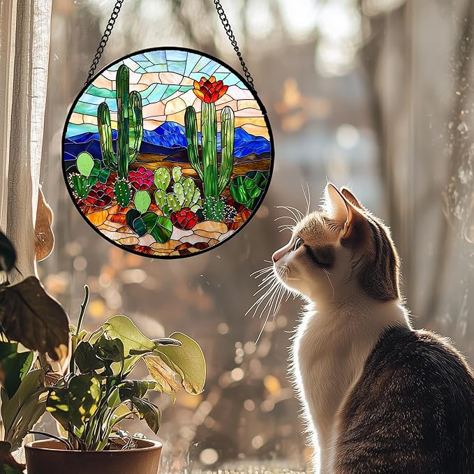 DASTOLL Stained Glass Window Hanging, and Mom 6.3 in - Image 4