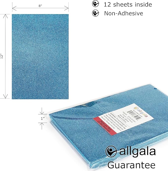 Allgala 12 Pack Glitter EVA Foam Paper 8 x 12inch Sheets-Light Blue-Perfect - Image 2