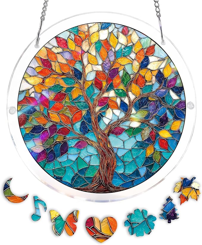 Acrylic Puzzle Suncatcher, Tree of Colorful Sun Catcher by Unknown