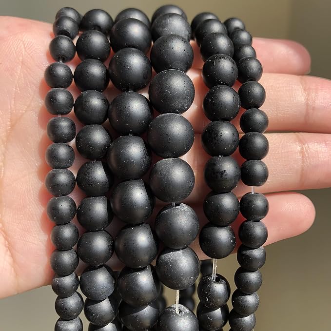 6mm Matte Black Onyx Bead, 15-Inch Matte Round Loose Stone Beads - Image 7