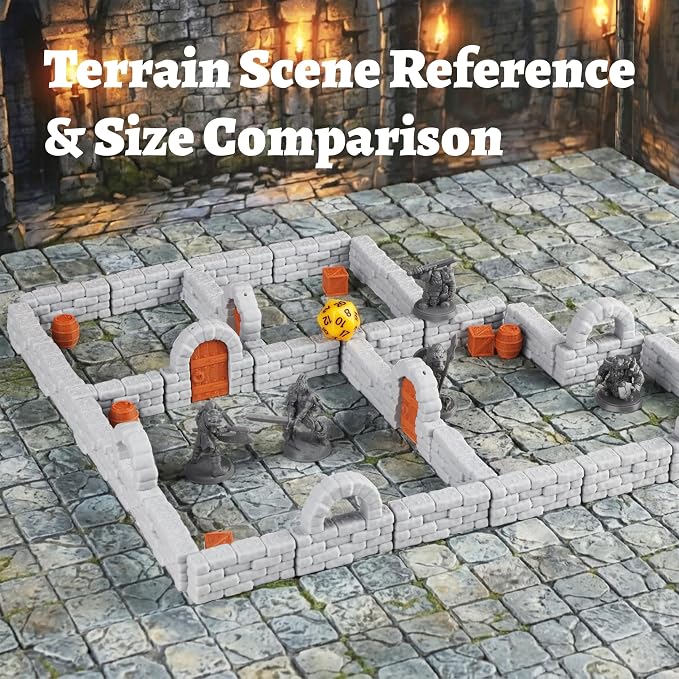 Dungeon Walls 40pcs 28mm Miniature RPG Terrain Modular System DND Terrain - Image 8