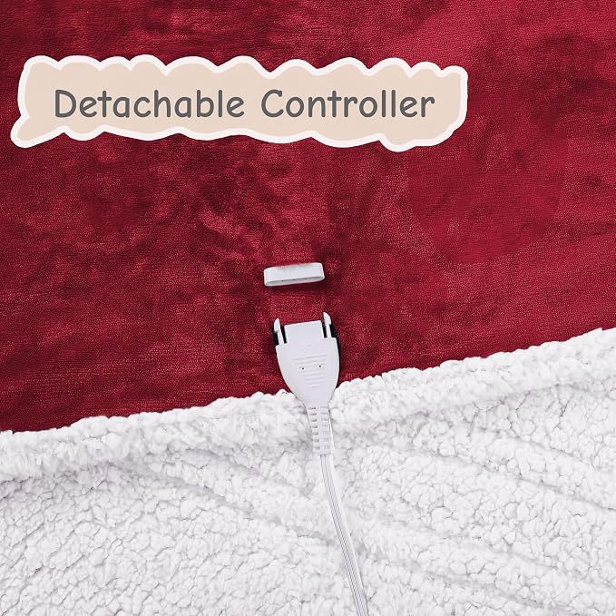 Electric Heated Blanket Queen Size 84"x90", Soft Flannel - Image 7