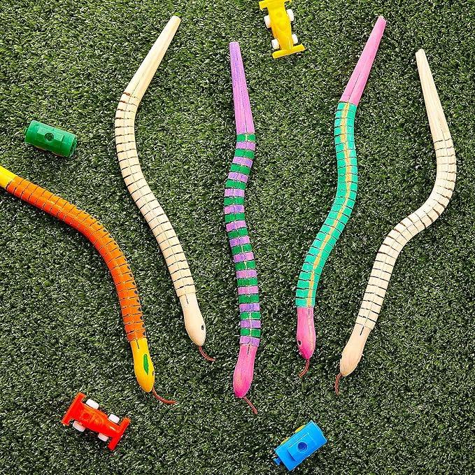 Gejoy 10 Pieces 12 Inch Wooden Snakes Unfinished Wiggly Jointed Flexible Wood - Image 7