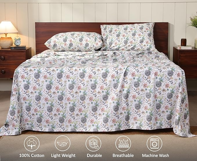 RUVANTI 100% Cotton Sheets – Full Size Percale Bedding, Cooling & Breathable - Image 3