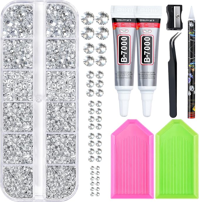 25000 Pcs Resin Jelly Rhinestones Kit, Sliver Clear 2/3/4/5/6mm Flatback by Lotwow