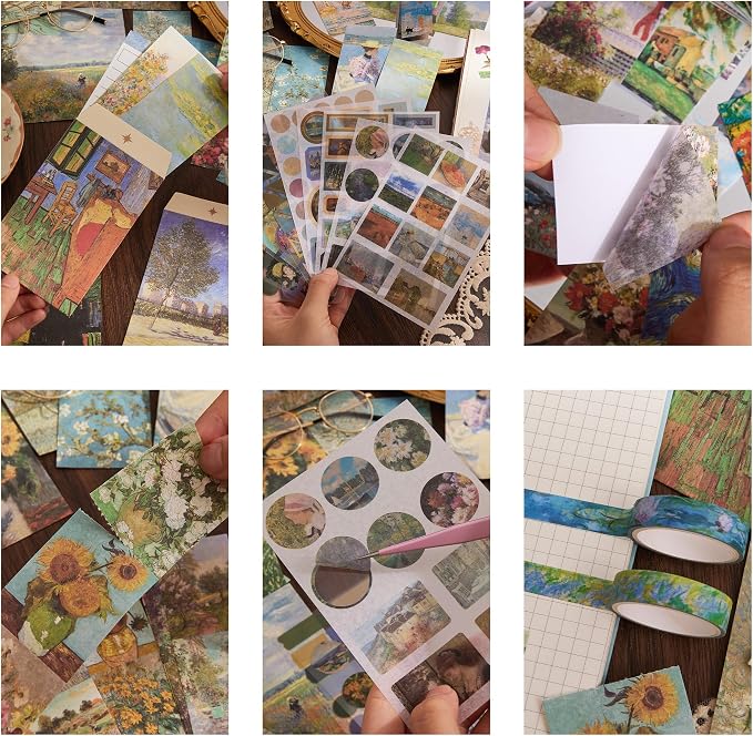 Scrapbooking Supplies Kit Plus 480Pcs, Vintage Van Gogh Oil Painting Aesthetic - Image 3