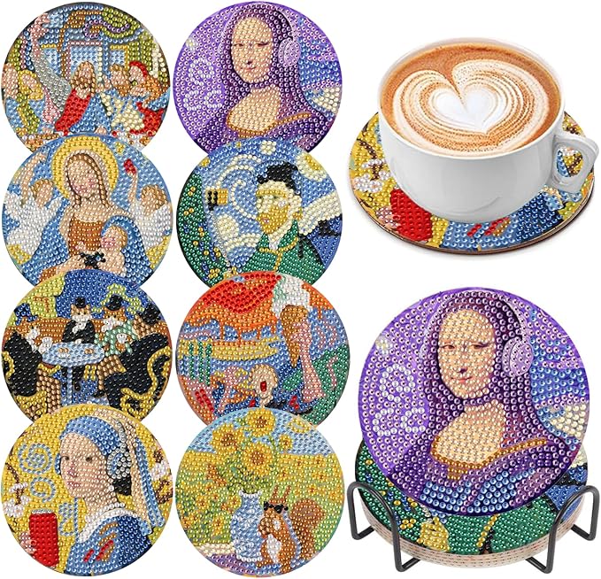 DOZEEZOP 8-Pack Diamond Art Coaster Kit by DOZEEZOP