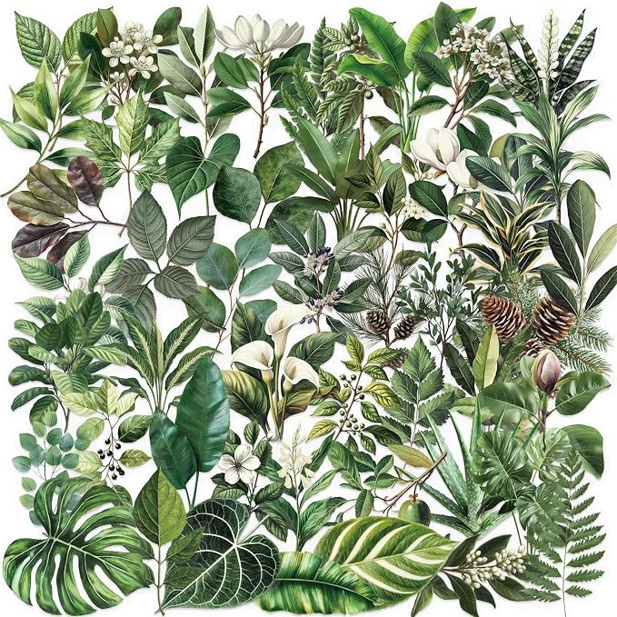 50pcs Transparent Green Leaf Sticker by LXYRDHOQPW
