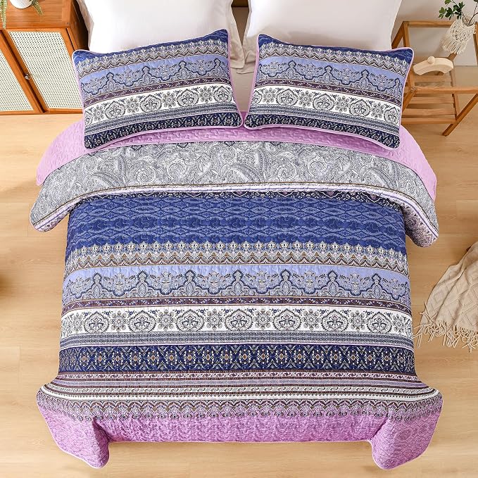 WONGS BEDDING Boho Queen Quilt Set, Lightweight Bed Decor Bedspread - Image 5