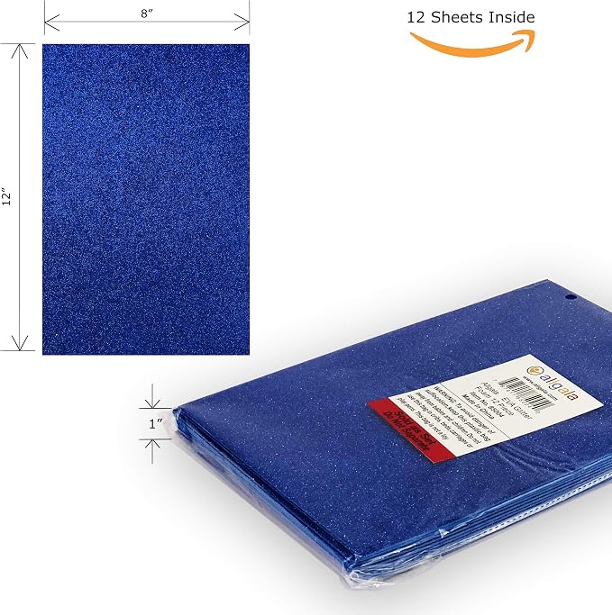 Allgala 12 Pack Glitter EVA Foam Sheet Paper 8 x 12inch Sheets-Royal Blue - Image 2