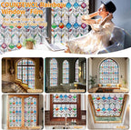Countewol Rainbow Privacy Window Film Stained Glass Style Adhesive-Free - Image 6