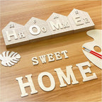 6 Inch 4 Pieces Unfinished Wooden House Shaped Blocks - Image 4
