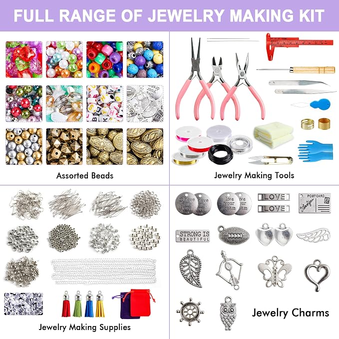 Jewelry Making Kit, Supplies Includes Beads, Instructions, Wire - Image 2