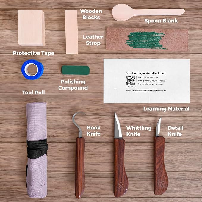 Beginner-Friendly Wood Carving Kit, Spoon Carving Knife, Basswood Blocks - Image 6