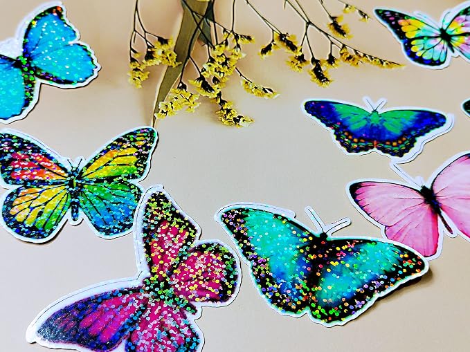 Bleidruck 25 Sheets Glitter Clear Holographic Laminate Sheet Adhesive Paper | - Image 6