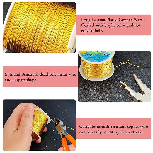 203 Feet Tarnish Resistant Copper Wires 24 Gauge/0.5mm Jewelry Craft Wires - Image 3