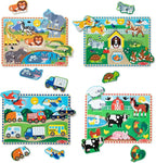 Melissa & Doug Wooden Peg Puzzle Set – 4-Pack Vehicle, Safari & Pet Animal - Image 4