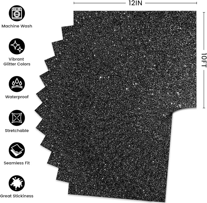 Glitter HTV Heat Transfer Vinyl, Sparkle HTV Compatible - Image 2